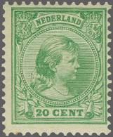 Unmounted Mint 20 Cent Lichtgroen, Derde Groep Met Synthetische Licht Gestreepte Gom Met Certificaat Vleeming 2023, Cat. - Sin Clasificación