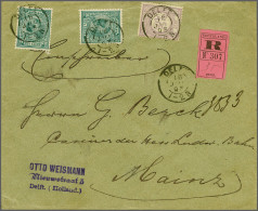 Cover 22½ Cent Zwartgroen (2x) En Cijfer 2½ Cent Lila Op Aangetekende Brief Van De 3e Gewichtsgroep Van Delft 16-7-1893  - Ohne Zuordnung
