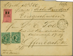 Cover 22½ Cent Zwartgroen (2x) Op Aangetekende Waardebrief Van 600 Francs In De 2e Gewichtsgroep Van Amsterdam 7-1-1895  - Ohne Zuordnung