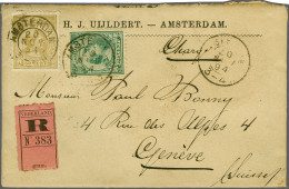 Cover 22½ Cent Zwartgroen En 50 Cent Geelbruin Op Aangetekende Kleinformaat Envelop Van De 5e Gewichtsgoep Van Amsterdam - Unclassified