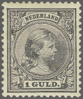 Mounted Mint 1 Gulden Grijsviolet, Pracht Ex. Met Gom En Certificaat Moeijes 1989, Cat.w. 1100 - Non Classés