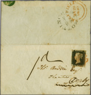 On Piece 1840 1d. Plate 2 SF Good To Large Margins With Red Maltese Cross On Part Cover With 1840 May Date (Sheffield MY - Storia Postale