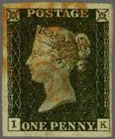 1840 1d. Plate 2. Fine Group Of Four Ex. (EA, GG, IK And PG) All Four Margins And Red Maltese Crosses, Minor Imperfectio - Used Stamps
