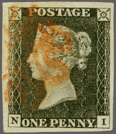 1840 1d. Plate 3 ED Good To Very Large Margins With A Light Strike Of The Maltese Cross In Red, Cat. £ 500+ - Used Stamps