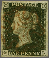 1840 1d. Plate 3 GL Good Margins With A Strike Of The Maltese Cross In Brownish-red, Cat. £ 500 - Used Stamps