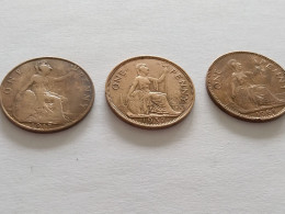 3 Pièces De One Penny United Kingdom 1917 - 1937 - 1966 - Other & Unclassified