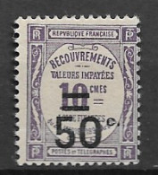 FRANCE TAXE N° 51* GOMME D'ORIGINE SANS CHARNIÈRE  NEUF TTB BORD DE FEUILLE COTE: 18.00€   2 SCANS - 1859-1959 Mint/hinged