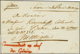Cover 1806, Commandant En Chef/ Du Génie In Rood, Pracht Afdruk Tweeregelig Portvrijdomstempel Op Lokale Brief Nijmegen  - ...-1852 Precursores
