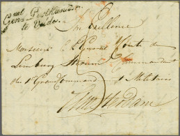 Cover GENaal=Postkantoor/ Te Velde In Zwart, Vrijwel Pracht Afdruk Op Brief Van Braine Le Comte 15 Juni 1815 (3 Dagen Vó - ...-1852 Precursores