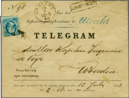 Cover 5 Cent Blauw Plaat VI Op Dik Papier Op Aangetekende Telegram Envelop Van Utrecht 13-7-1863 Naar Woerden, Fraai Ex. - Otros & Sin Clasificación