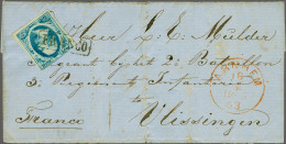 Cover 5 Cent Blauw Plaat VI Pos. 37 Op Dik Papier Op Vouwbrief Van Arnhem 18-3-1863 Naar Vlissingen. Militair Tarief! Fr - Andere & Zonder Classificatie