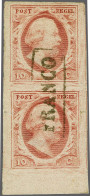 10 Cent Rood Plaat V Pos. 42-47 In Verticaal Paar Met Velrand, Pracht Ex. - Altri & Non Classificati