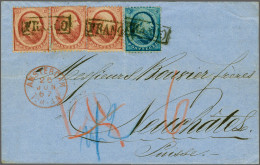 Cover 5 Cent Blauw En 10 Cent Rood (3x) Op Briefomslag Van Amsterdam 26-6-1867 Via Emmerich, Basel En Bern Naar Neuchate - Other & Unclassified