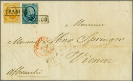 Cover 5 Cent Blauw En 15 Cent Oranje Op Vouwbrief Van Amsterdam 30-3-1867 Naar Wenen, Pracht Ex. Oostenrijk-Hongarije Wa - Sonstige & Ohne Zuordnung