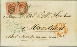 Cover 10 Cent Rood (2x) Op Briefomslag Van Rotterdam 28-2-1866 Naar Maastricht Met Geschreven Met Monster Zonder Waarde, - Sonstige & Ohne Zuordnung