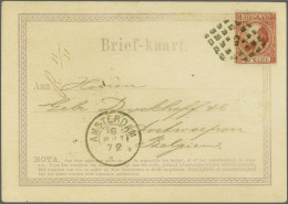 Cover 10 Cent Karmijn Type II Tanding 14 Kleine Gaten Op Briefkaartformulier Van Amsterdam 9-3-1872 Naar Antwerpen, Prac - Sonstige & Ohne Zuordnung