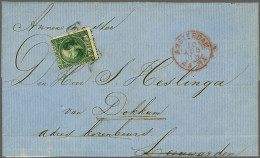 Cover 20 Cent Donkergroen Type I Tanding 12¾ X 11¾ Op Vouwbrief Van Amsterdam 20-8-1868 Naar Dokkum Met Geschreven Annex - Sonstige & Ohne Zuordnung