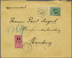 Cover 22½ Cent Blauwgroen En 50 Cent Geelbruin Op Aangetekende Envelop Van De 6e Gewichtsklasse Van Arnhem 23-12-1890 Na - Otros & Sin Clasificación