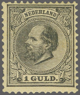 Mounted Mint 1 Gulden Grijsviolet, Vrijwel Pracht Ex. Met Gom (mimiem Korter Tandje Links En Iets Getint), Cat.w. 850 - Other & Unclassified
