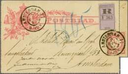 Cover ½ Cent Roze Op Aangetekend Postblad 12½ Cent Te Amsterdam 2-12-1898 (grootrond Amsterdam 11), 13 Cent Tarief Voor  - Sonstige & Ohne Zuordnung