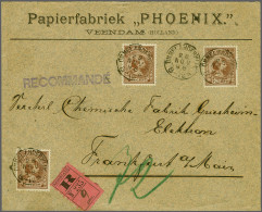 Cover 7½ Cent Bruin (3x) Op Aangetekende Envelop Van Ommelanderwijk 28-11-1898 Naar Frankfurt/Main, Pracht Ex. - Sin Clasificación