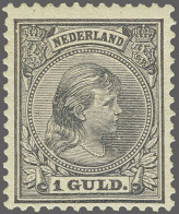 Mounted Mint 1 Gulden Grijsviolet Tanding 12½, Pracht Ex. Met Certificaat Vleeming 2023: Rechts Enkele Stompe Tandjes, O - Ohne Zuordnung