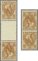 Mounted Mint 7½ Cent Bruin In Keerdrukparen Met En Zonder Tussenstrook, Pracht Ex., Cat.w. 540 - Ohne Zuordnung