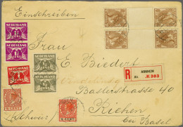 Cover 7½ Cent Bruin In Keerdrukpaar Met Tussenstrook (2x) Op Aangetekende Envelop Van Arnhem 19-5-1928 Naar Riehen (Zwit - Non Classés