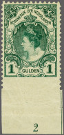 Mounted Mint 1 Gulden Blauwgroen Met Variëteit - Onderzijde Ongeperforeerd - Met Plaatnummer 2, Vrijwel Pracht Ex. (min. - Sin Clasificación