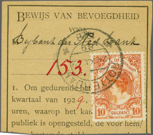 On Piece 10 Gulden Oranje Op Fragment Bewijs Van Bevoegdheid Rotterdam 24-11-1928, Pracht Ex., Cat.w. 850 - Sin Clasificación