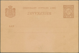 Cover Briefkaart 2½ + 2½ Cent Bruinrood Op Roze Vraagkaart Met Foutdruk - Kopstaand Opschrift - Ongebruikt Pracht Ex., C - Material Postal
