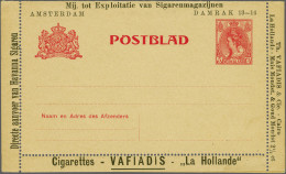 Cover Postblad Met Reclame Bontkraag 5 Cent Karmijn - 1909-1911 Mij. Tot Exploitatie Van Sigarenmagazijnen, Amsterdam Da - Interi Postali