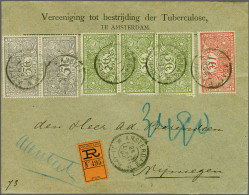Cover Tuberculose 1 Cent Rood, 3 Cent Groen (3x Waarvan 2 Beschadigd) En 5 Cent Grijs (2x) Op Aangetekende Envelop Van D - Sin Clasificación