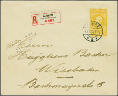 Cover 5 Gulden Geel Op Roomkleur Op Aangetekende Envelop Met 1e-dagstempel 29-11-1913 Naar Wiesbaden, Pracht Ex. Met Cer - Unclassified