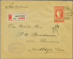 Cover Opruimingsuitgifte 2½ Gulden Op 10 Gulden Roodoranje Op Geel Op Aangetekende Envelop Met 1e-dagstempel 17-8-1920 N - Sin Clasificación