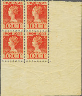 Unmounted Mint , Block 10 Cent Oranjerood Tanding 12 In Blok Van 4 Met Hoekvelrand (enkele Minieme Vlekjes Achterzijde), - Ohne Zuordnung