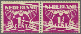 Mounted Mint 1½ Cent Roodviolet, Horizontaal Paar Met 2 Mooie Harmonicavouwen, Vrijwel Pracht Ex. (gomzijde Iets Getint) - Sin Clasificación