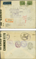 Cover Tralie 40 En 250 Cent Op Aangetekende Gecensureerde Meerdere Malen Doorgestuurde Envelop Van Amsterdam 3-12-1940 N - Sin Clasificación