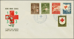 Cover Fdc E15 Rode Kruis 2 T/m 25 Cent Op Onbeschreven Envelop En Open Klep W.b. 10c+5 Met Plaatfout Wit Stipje Voor 1e  - Sin Clasificación