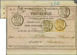 Cover 1 Gulden Lichtbruin En 1½ Gulden Geel Op Postbewijs Van Meppel 22-10-1896 Naar Amsterdam, Pracht Ex. (klein Stukje - Sonstige & Ohne Zuordnung