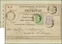 Cover 2 Gulden Groen En 4 Gulden Violet Op Postbewijs Van Amsterdam 25-3-1896 Naar Den Haag, Fraai Ex. (PW5 Mist Hoekje) - Autres & Non Classés