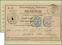 Cover 3 Gulden Blauw En 4 Gulden Violet Op Postbewijs Van Rotterdam 9-10-1896 Naar Den Haag, Vrijwel Pracht Ex. (gaatje  - Otros & Sin Clasificación