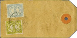 Cover Cijfer 1 En 5 Cent Op Achterzijde Pakketlabel (violet MONSTERS) Makassar-Tetschen Tsjecho-Slowakije 3.2.34 - Niederländisch-Indien