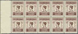 Unmounted Mint Palmentype 1¾ Gulden In Blok Van 10 Met Velrand, Cat.w. 1000+ - Niederländisch-Indien