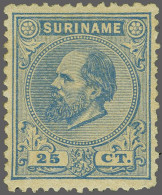 Without Gum Willem III 25 Cent Ultramarijn Tanding 12½ X 12, Pracht Ex. Zonder Gom (zoals Uitgegeven), Cat.w. 350 - Suriname ... - 1975