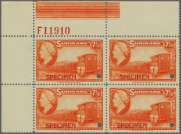 Unmounted Mint , Block Landschappen 1 Cent T/m 7½ Cent Met Specimen En Gatdoorboring In Hoekblokken Van 4 Met Etsingnumm - Suriname ... - 1975