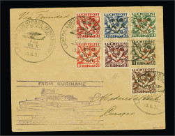 Cover , Airmail Do. X 10 Cent T/m 1½ Gulden, Alle Met Variëteit Zonder Punt Achter Do Op Envelop 18-8-1931 Naar Curacao, - Posta Aerea