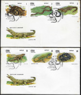Cuba 1982 Y&T 2369 à 2374 Sur FDC, Reptiles Cubains. Iguane, Lézard, Serpents, Crocodile Et Tortue Communistes - Schlangen