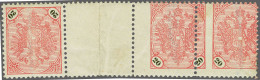 Mounted Mint Coat Of Arms 20 Heller Rose And Black With Variety Perforation Shift In Horizontal  Tête-bêche Pair, Fine/v - Bosnia And Herzegovina