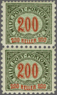 Unmounted Mint 1-200 Heller Perforated 12½ X 9¼ X 9¼ X 9¼ (Coleman 3222) And Perforated 9¼ At All Sides In Vertical Pair - Bosnia Erzegovina